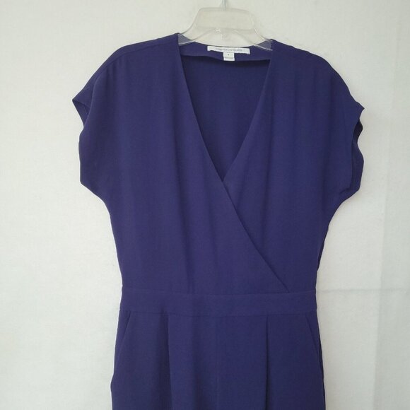 Diane Von Furstenberg Emerson Jumpsuit Womens 6 Blue Short Sleeve Pantsuit - Picture 3 of 16